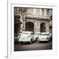 Classic American Cars in Front of the Gran Teatro, Parque Central, Havana, Cuba-Jon Arnold-Framed Photographic Print