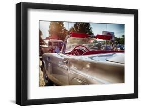 Classic American Convertible in a Drive In-George Oze-Framed Photographic Print