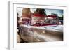 Classic American Convertible in a Drive In-George Oze-Framed Photographic Print