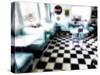 Classic American Diner Interior-George Oze-Stretched Canvas