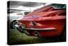 Classic American Muscle Car in Red-David Challinor-Stretched Canvas