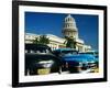 Classic American Taxi Cars Parked in Front of National Capital Building, Havana, Cuba-Martin Lladó-Framed Photographic Print