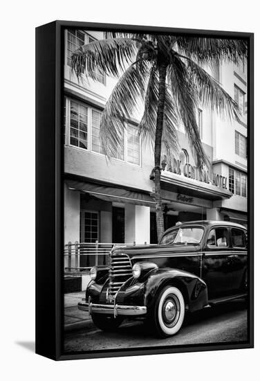 Classic Antique Car of Art Deco District - Park Central Hotel on Ocean Drive - Miami Beach-Philippe Hugonnard-Framed Stretched Canvas