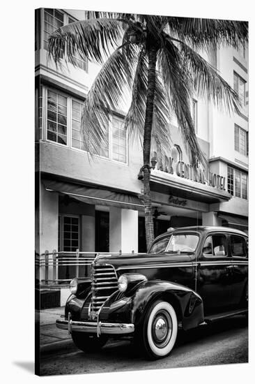 Classic Antique Car of Art Deco District - Park Central Hotel on Ocean Drive - Miami Beach-Philippe Hugonnard-Stretched Canvas