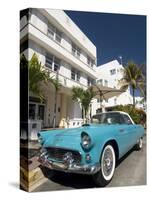 Classic Antique Thunderbird, Art Deco District, South Beach, Miami, Florida, USA-Richard Maschmeyer-Stretched Canvas