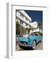 Classic Antique Thunderbird, Art Deco District, South Beach, Miami, Florida, USA-Richard Maschmeyer-Framed Photographic Print