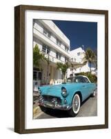 Classic Antique Thunderbird, Art Deco District, South Beach, Miami, Florida, USA-Richard Maschmeyer-Framed Photographic Print