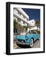 Classic Antique Thunderbird, Art Deco District, South Beach, Miami, Florida, USA-Richard Maschmeyer-Framed Photographic Print