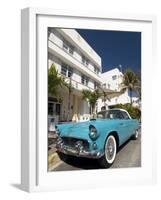 Classic Antique Thunderbird, Art Deco District, South Beach, Miami, Florida, USA-Richard Maschmeyer-Framed Photographic Print