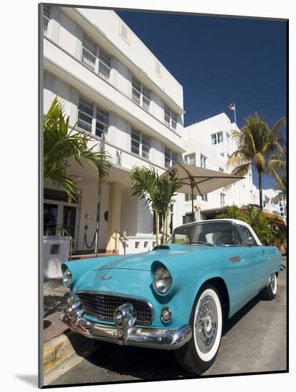 Classic Antique Thunderbird, Art Deco District, South Beach, Miami, Florida, USA-Richard Maschmeyer-Mounted Photographic Print