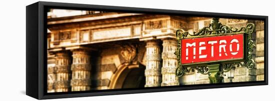 Classic Art, Metro Sign at the Louvre Metro Station, Paris, France-Philippe Hugonnard-Framed Stretched Canvas