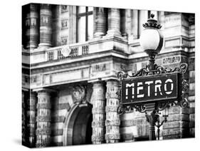 Classic Art, Metro Sign at the Louvre Metro Station, Paris, France-Philippe Hugonnard-Stretched Canvas