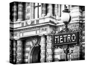 Classic Art, Metro Sign at the Louvre Metro Station, Paris, France-Philippe Hugonnard-Stretched Canvas