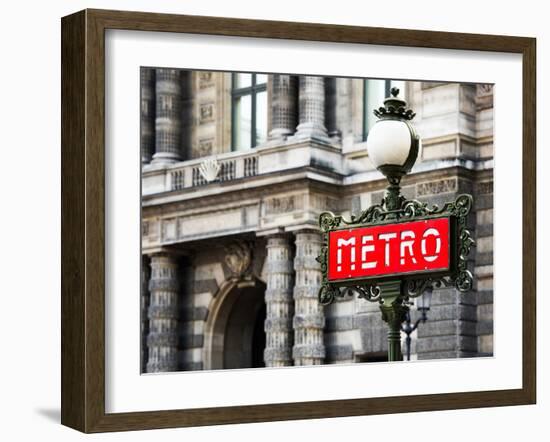 Classic Art, Metro Sign at the Louvre Metro Station, Paris, France-Philippe Hugonnard-Framed Photographic Print