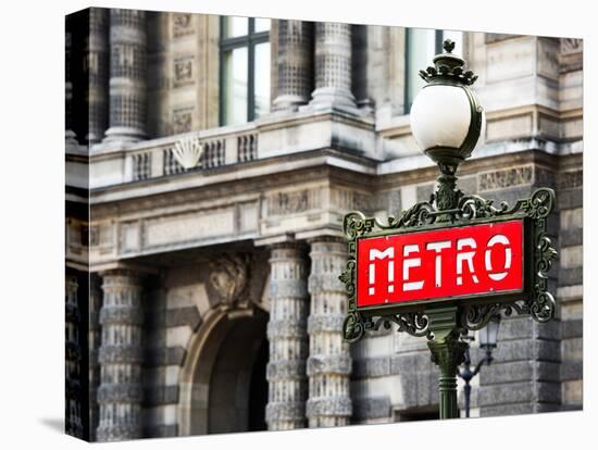 Classic Art, Metro Sign at the Louvre Metro Station, Paris, France-Philippe Hugonnard-Stretched Canvas