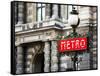 Classic Art, Metro Sign at the Louvre Metro Station, Paris, France-Philippe Hugonnard-Framed Stretched Canvas