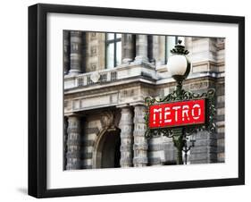 Classic Art, Metro Sign at the Louvre Metro Station, Paris, France-Philippe Hugonnard-Framed Premium Photographic Print