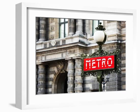 Classic Art, Metro Sign at the Louvre Metro Station, Paris, France-Philippe Hugonnard-Framed Premium Photographic Print