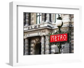 Classic Art, Metro Sign at the Louvre Metro Station, Paris, France-Philippe Hugonnard-Framed Photographic Print