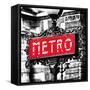 Classic Art, Metro Sign at the Louvre Metro Station, Paris, France-Philippe Hugonnard-Framed Stretched Canvas