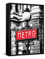 Classic Art, Metro Sign at the Louvre Metro Station, Paris, France-Philippe Hugonnard-Framed Stretched Canvas