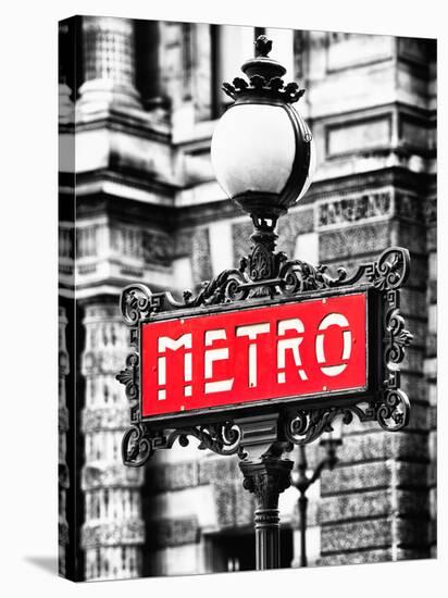 Classic Art, Metro Sign at the Louvre Metro Station, Paris, France-Philippe Hugonnard-Stretched Canvas