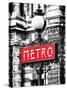 Classic Art, Metro Sign at the Louvre Metro Station, Paris, France-Philippe Hugonnard-Stretched Canvas