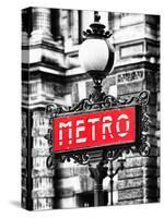 Classic Art, Metro Sign at the Louvre Metro Station, Paris, France-Philippe Hugonnard-Stretched Canvas