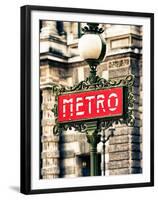 Classic Art, Metro Sign at the Louvre Metro Station, Paris, France-Philippe Hugonnard-Framed Premium Photographic Print