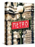 Classic Art, Metro Sign at the Louvre Metro Station, Paris, France-Philippe Hugonnard-Stretched Canvas