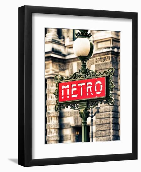 Classic Art, Metro Sign at the Louvre Metro Station, Paris, France-Philippe Hugonnard-Framed Photographic Print