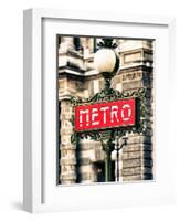 Classic Art, Metro Sign at the Louvre Metro Station, Paris, France-Philippe Hugonnard-Framed Photographic Print