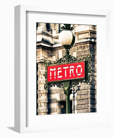 Classic Art, Metro Sign at the Louvre Metro Station, Paris, France-Philippe Hugonnard-Framed Photographic Print