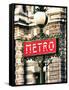 Classic Art, Metro Sign at the Louvre Metro Station, Paris, France-Philippe Hugonnard-Framed Stretched Canvas