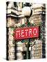 Classic Art, Metro Sign at the Louvre Metro Station, Paris, France-Philippe Hugonnard-Stretched Canvas