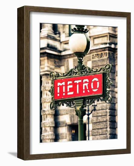 Classic Art, Metro Sign at the Louvre Metro Station, Paris, France-Philippe Hugonnard-Framed Photographic Print