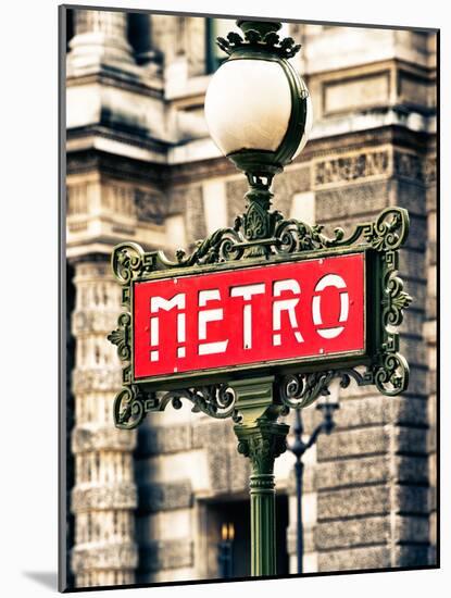 Classic Art, Metro Sign at the Louvre Metro Station, Paris, France-Philippe Hugonnard-Mounted Photographic Print