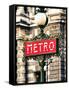 Classic Art, Metro Sign at the Louvre Metro Station, Paris, France-Philippe Hugonnard-Framed Stretched Canvas