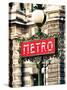 Classic Art, Metro Sign at the Louvre Metro Station, Paris, France-Philippe Hugonnard-Stretched Canvas