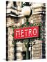 Classic Art, Metro Sign at the Louvre Metro Station, Paris, France-Philippe Hugonnard-Stretched Canvas