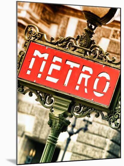 Classic Art, Metro Sign at the Louvre Metro Station, Paris, France-Philippe Hugonnard-Mounted Premium Photographic Print