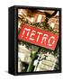 Classic Art, Metro Sign at the Louvre Metro Station, Paris, France-Philippe Hugonnard-Framed Stretched Canvas