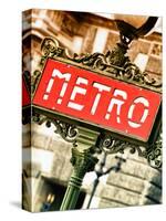 Classic Art, Metro Sign at the Louvre Metro Station, Paris, France-Philippe Hugonnard-Stretched Canvas