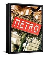 Classic Art, Metro Sign at the Louvre Metro Station, Paris, France-Philippe Hugonnard-Framed Stretched Canvas