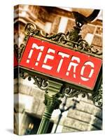 Classic Art, Metro Sign at the Louvre Metro Station, Paris, France-Philippe Hugonnard-Stretched Canvas