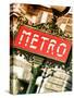 Classic Art, Metro Sign at the Louvre Metro Station, Paris, France-Philippe Hugonnard-Stretched Canvas