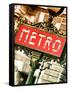 Classic Art, Metro Sign at the Louvre Metro Station, Paris, France-Philippe Hugonnard-Framed Stretched Canvas