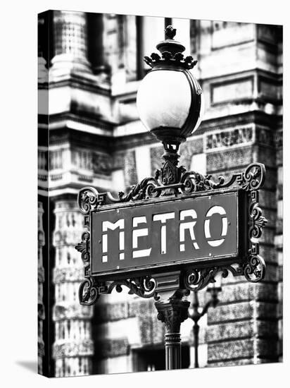 Classic Art, Metro Sign at the Louvre Metro Station, Paris, France-Philippe Hugonnard-Stretched Canvas