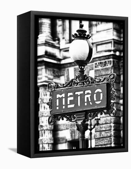 Classic Art, Metro Sign at the Louvre Metro Station, Paris, France-Philippe Hugonnard-Framed Stretched Canvas