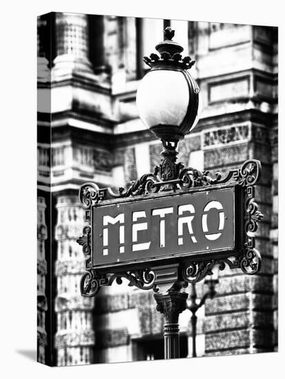 Classic Art, Metro Sign at the Louvre Metro Station, Paris, France-Philippe Hugonnard-Stretched Canvas